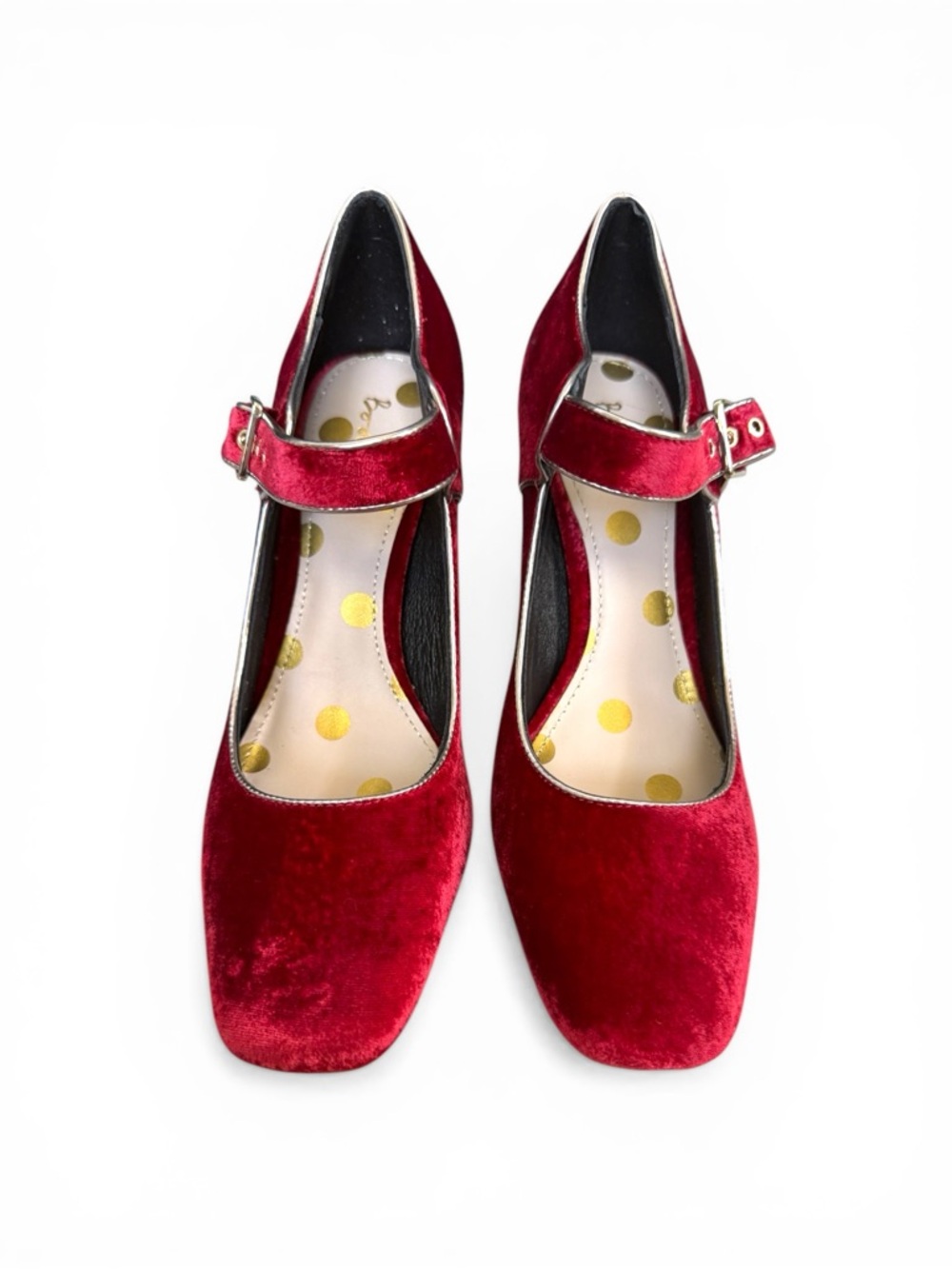 Boden Red Velvet Mary Jane Block Heels with Buckle Strap - Picture 4 of 8
